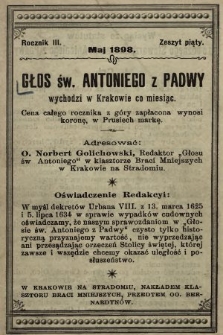 Głos Św. Antoniego z Padwy. 1898, nr 5