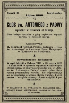 Głos Św. Antoniego z Padwy. 1898, nr 7