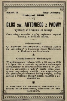 Głos Św. Antoniego z Padwy. 1898, nr 11