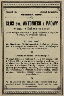 Głos Św. Antoniego z Padwy. 1898, nr 12