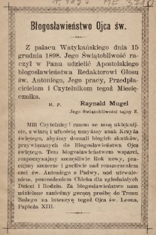 Głos Św. Antoniego z Padwy. 1899, nr 1