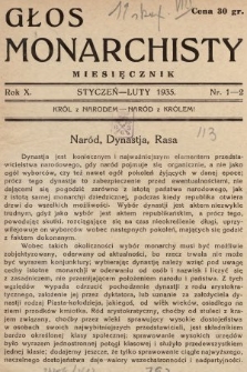 Głos Monarchisty : miesięcznik. 1935, nr 1-2