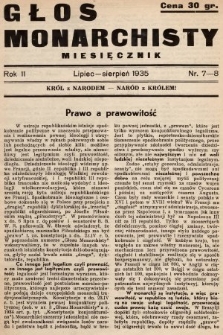 Głos Monarchisty : miesięcznik. 1935, nr 7-8