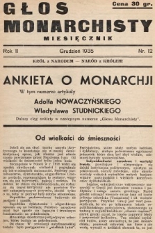 Głos Monarchisty : miesięcznik. 1935, nr 12