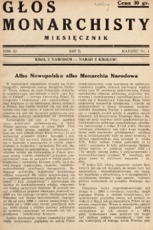 Głos Monarchisty : miesięcznik. 1937, nr 4