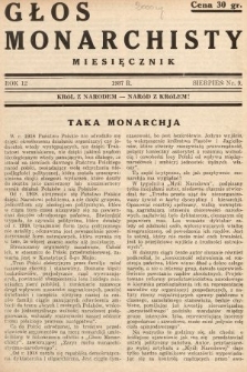 Głos Monarchisty : miesięcznik. 1937, nr 9