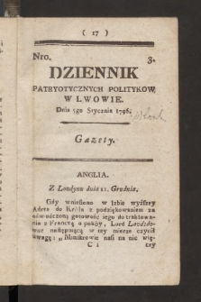 Dziennik Patryotycznych Politykow we Lwowie. 1796, nr 3