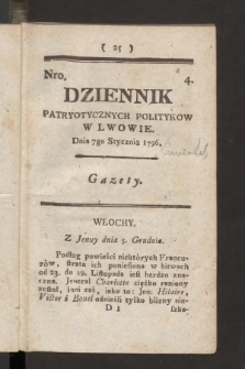 Dziennik Patryotycznych Politykow we Lwowie. 1796, nr 4