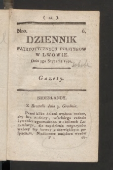 Dziennik Patryotycznych Politykow we Lwowie. 1796, nr 6
