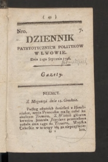 Dziennik Patryotycznych Politykow we Lwowie. 1796, nr 7