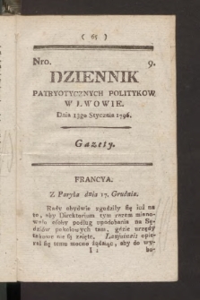 Dziennik Patryotycznych Politykow we Lwowie. 1796, nr 9
