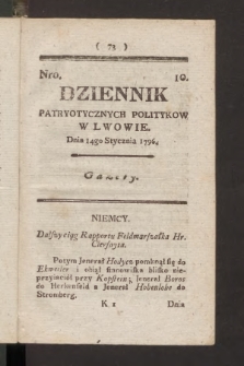 Dziennik Patryotycznych Politykow we Lwowie. 1796, nr 10