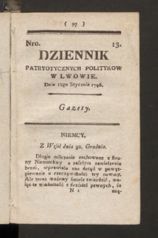 Dziennik Patryotycznych Politykow we Lwowie. 1796, nr 13