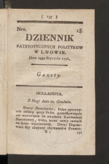 Dziennik Patryotycznych Politykow we Lwowie. 1796, nr 18