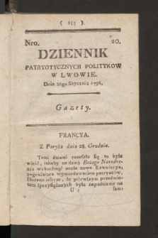 Dziennik Patryotycznych Politykow we Lwowie. 1796, nr 20