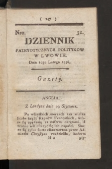 Dziennik Patryotycznych Politykow we Lwowie. 1796, nr 32