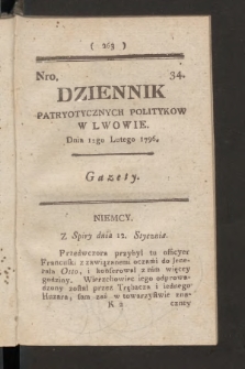 Dziennik Patryotycznych Politykow we Lwowie. 1796, nr 34