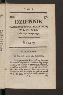 Dziennik Patryotycznych Politykow we Lwowie. 1796, nr 37