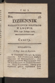 Dziennik Patryotycznych Politykow we Lwowie. 1796, nr 38
