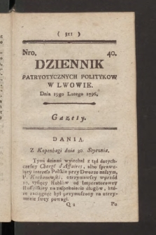 Dziennik Patryotycznych Politykow we Lwowie. 1796, nr 40
