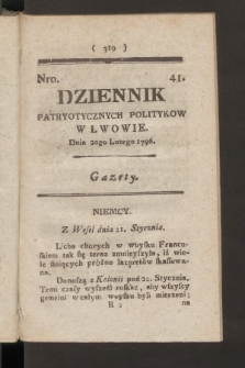 Dziennik Patryotycznych Politykow we Lwowie. 1796, nr 41