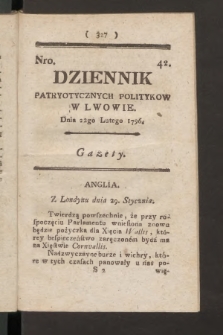 Dziennik Patryotycznych Politykow we Lwowie. 1796, nr 42