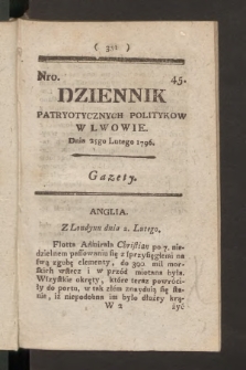 Dziennik Patryotycznych Politykow we Lwowie. 1796, nr 45