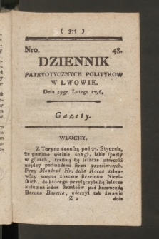 Dziennik Patryotycznych Politykow we Lwowie. 1796, nr 48