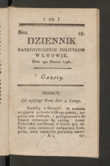 Dziennik Patryotycznych Politykow we Lwowie. 1796, nr 49