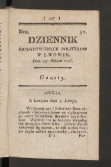 Dziennik Patryotycznych Politykow we Lwowie. 1796, nr 52