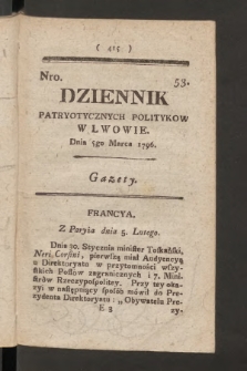 Dziennik Patryotycznych Politykow we Lwowie. 1796, nr 53
