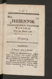 Dziennik Patryotycznych Politykow we Lwowie. 1796, nr 55