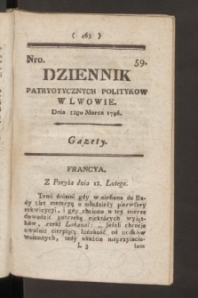 Dziennik Patryotycznych Politykow we Lwowie. 1796, nr 59