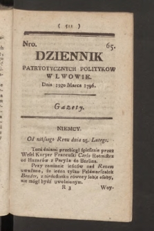 Dziennik Patryotycznych Politykow we Lwowie. 1796, nr 65