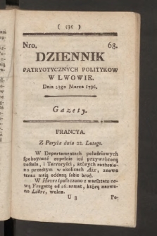 Dziennik Patryotycznych Politykow we Lwowie. 1796, nr 68