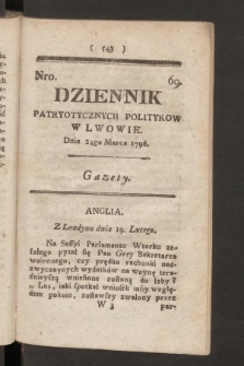 Dziennik Patryotycznych Politykow we Lwowie. 1796, nr 69