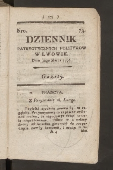 Dziennik Patryotycznych Politykow we Lwowie. 1796, nr 73