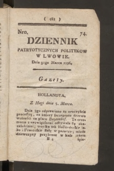 Dziennik Patryotycznych Politykow we Lwowie. 1796, nr 74