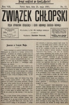 Związek Chłopski : organ stronnictwa chłopskiego i klubu sejmowego katolicko-ludowego. 1901, nr 13 (drugi nakład po konfiskacie)
