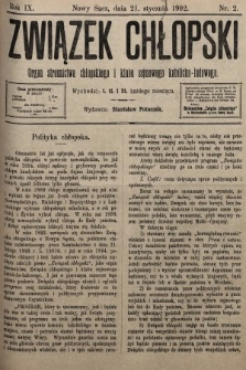 Związek Chłopski : organ stronnictwa chłopskiego i klubu sejmowego katolicko-ludowego. 1902, nr 2