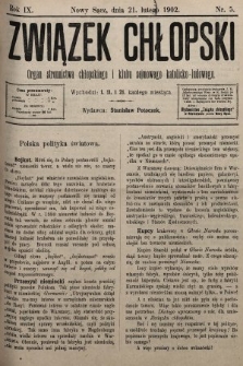 Związek Chłopski : organ stronnictwa chłopskiego i klubu sejmowego katolicko-ludowego. 1902, nr 5