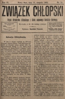 Związek Chłopski : organ stronnictwa chłopskiego i klubu sejmowego katolicko-ludowego. 1902, nr 21