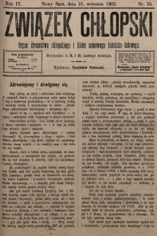 Związek Chłopski : organ stronnictwa chłopskiego i klubu sejmowego katolicko-ludowego. 1902, nr 25