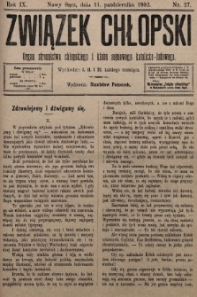 Związek Chłopski : organ stronnictwa chłopskiego i klubu sejmowego katolicko-ludowego. 1902, nr 27