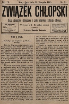 Związek Chłopski : organ stronnictwa chłopskiego i klubu sejmowego katolicko-ludowego. 1902, nr 31
