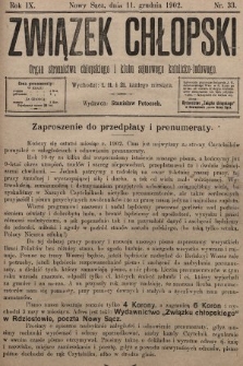 Związek Chłopski : organ stronnictwa chłopskiego i klubu sejmowego katolicko-ludowego. 1902, nr 33
