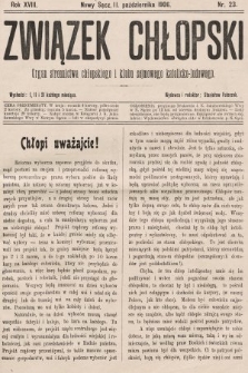 Związek Chłopski : organ stronnictwa chłopskiego i klubu sejmowego katolicko-ludowego. 1906, nr 23