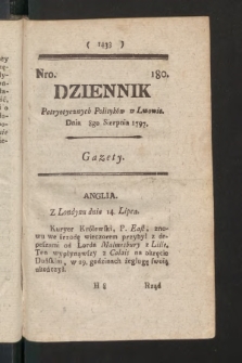 Dziennik Patryotycznych Politykow we Lwowie. 1797, nr 180