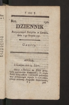 Dziennik Patryotycznych Politykow we Lwowie. 1797, nr 190