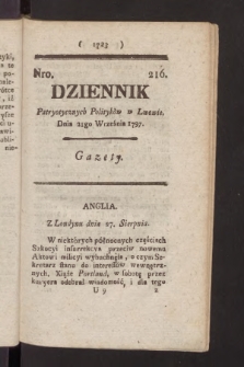 Dziennik Patryotycznych Politykow we Lwowie. 1797, nr 216